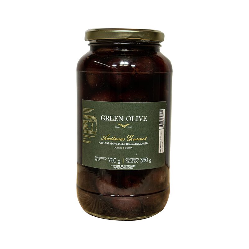Aceitunas Negras Naturales Descarozadas Nº 0 x 380 Gr. Esc. VIDRIO