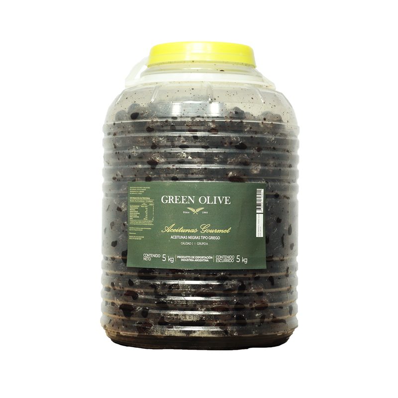 Aceitunas Negras Naturales GRIEGAS x 5 Kg. Esc. GARRAFA