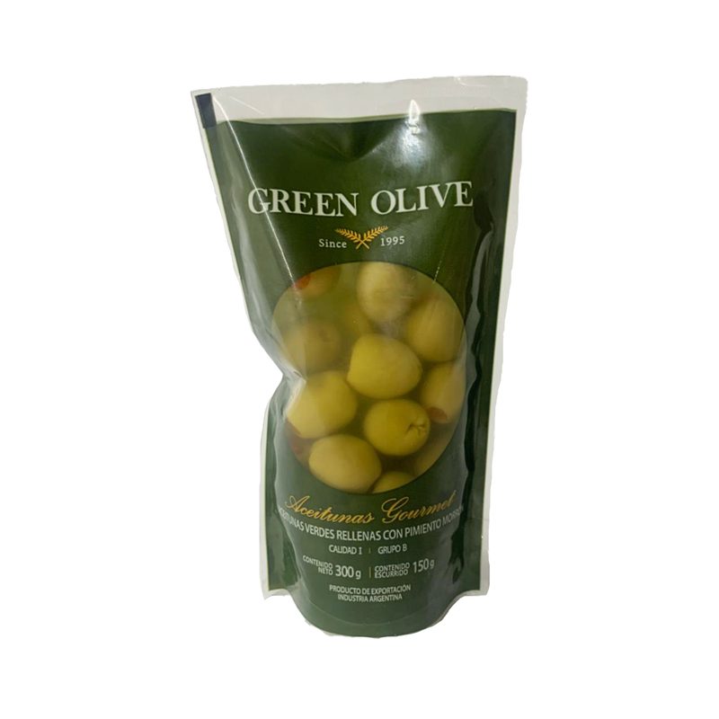 Aceitunas Verdes Rellenas con Pimiento Morron x 150 Gr. Esc. DOYPACK