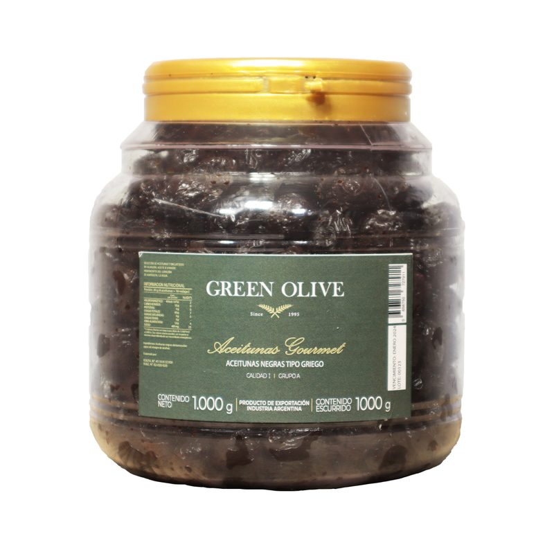 Aceitunas Negras Naturales GRIEGAS x 1 Kg. Esc. PET
