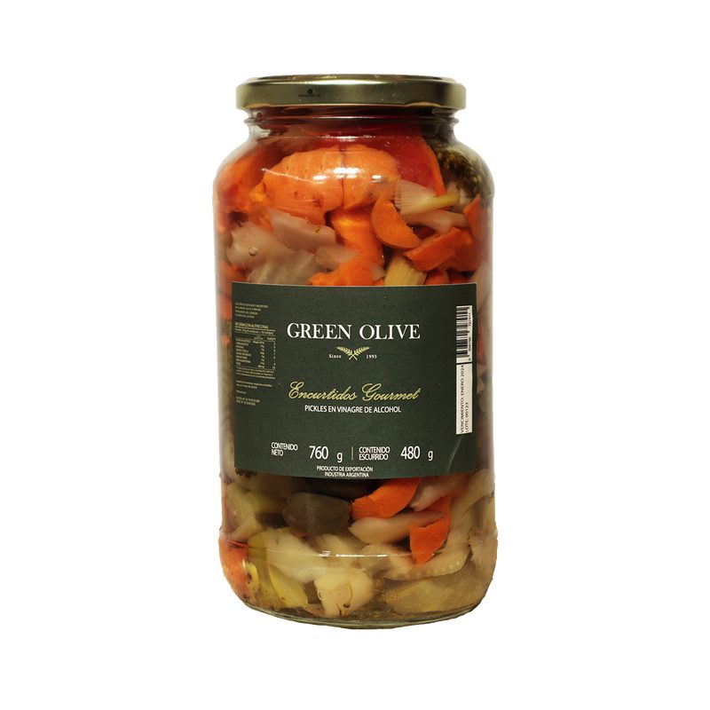 Pickles Mixtos con Aceitunas Negras en Vinagre x 480 Gr. Esc. (CALIDAD PREMIUM) VIDRIO
