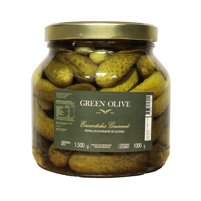 Pepinitos en Vinagre x 1 Kg. Esc. (CALIDAD PREMIUM) VIDRIO