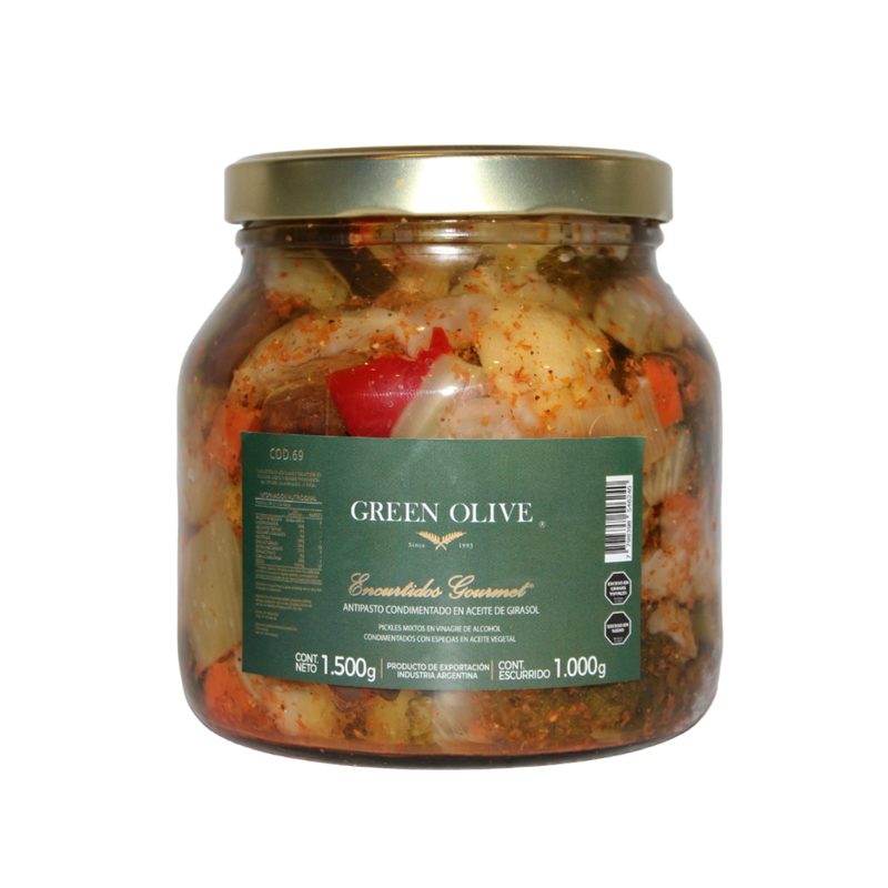 Antipasto Condimentado en Aceite x 1 Kg. Esc. (CALIDAD PREMIUM) VIDRIO