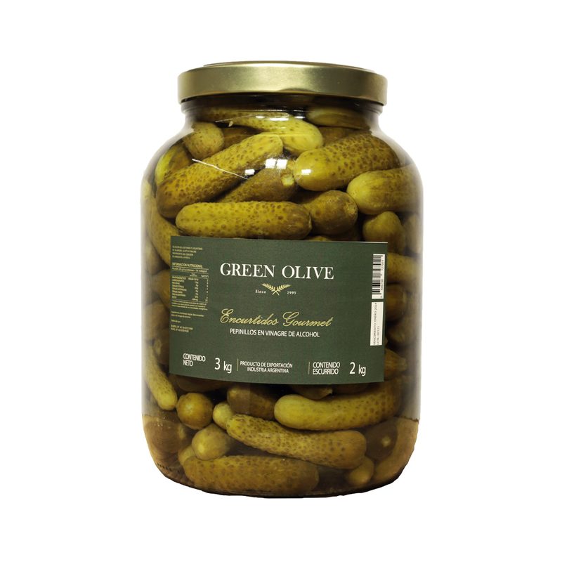 Pepinitos en Vinagre x 2 Kg. Esc. (CALIDAD PREMIUM) VIDRIO