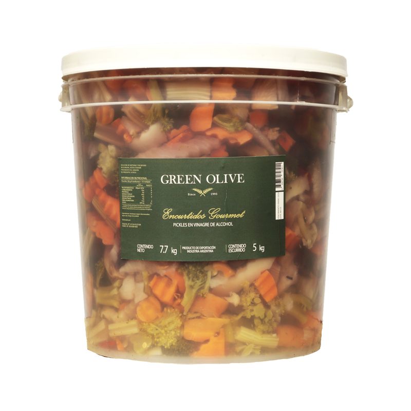 Pickles Mixtos con Aceitunas Negras en Vinagre x 5 Kg. Esc. (CALIDAD PREMIUM) BALDE