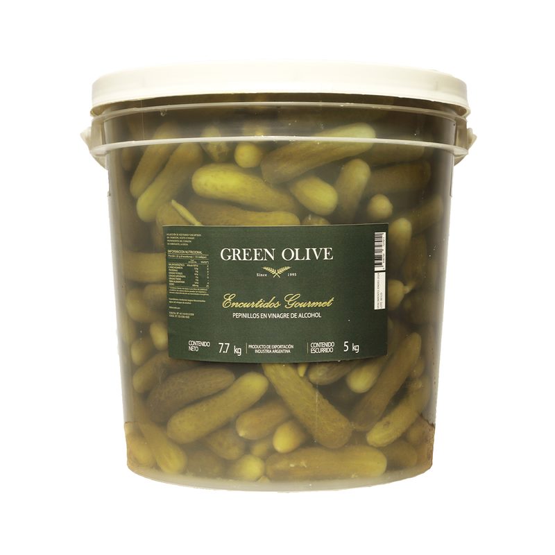 Pepinitos en Vinagre x 5 Kg. Esc. (CALIDAD PREMIUM) BALDE