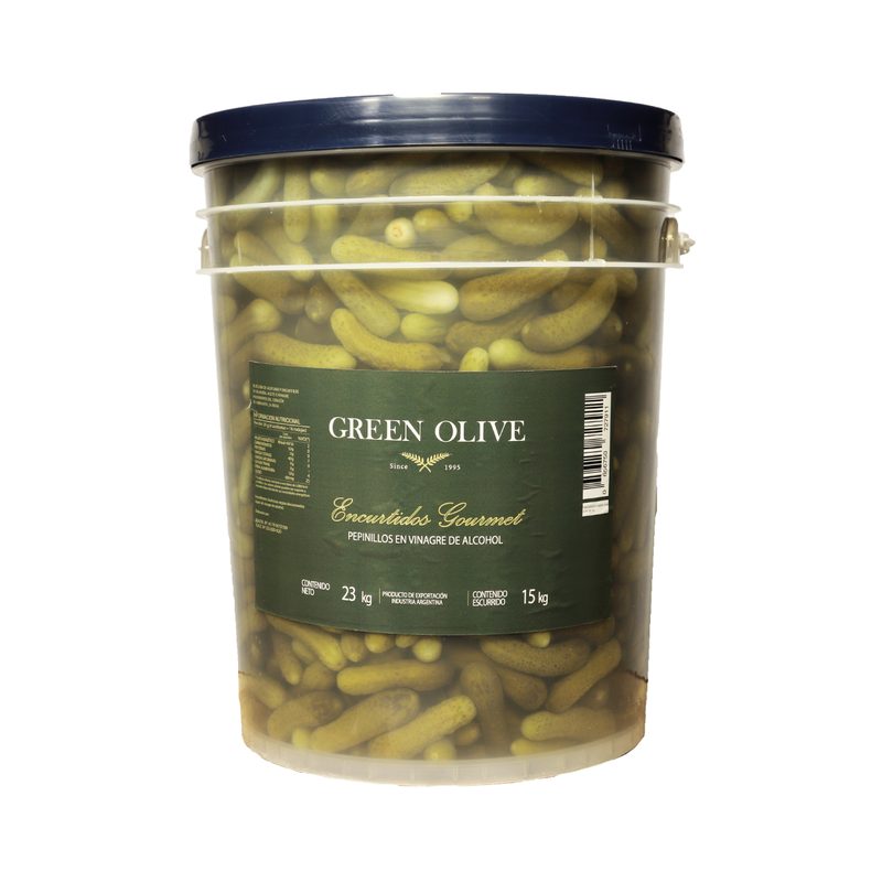 Pepinitos en Vinagre x 15 Kg. Esc. (CALIDAD PREMIUM) BALDE