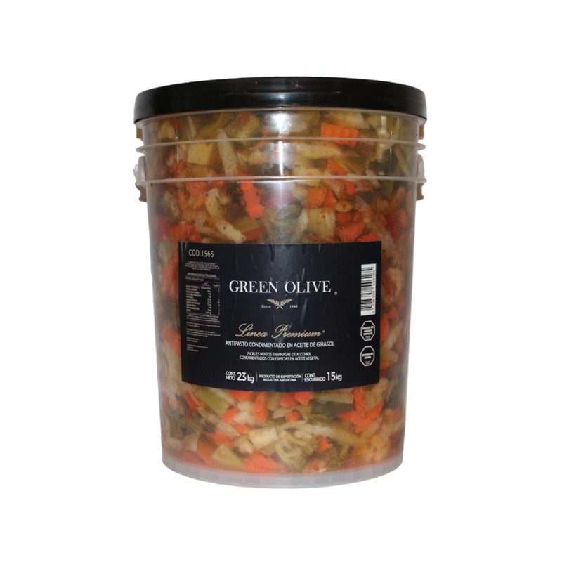 Antipasto Condimentado en Aceite x 15 Kg. Esc. (CALIDAD PREMIUM) BALDE