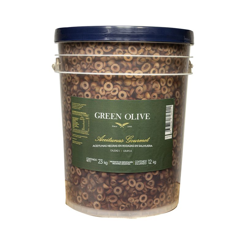 Aceitunas Negras Naturales en Rodajas x 12 Kg. Esc. BALDE