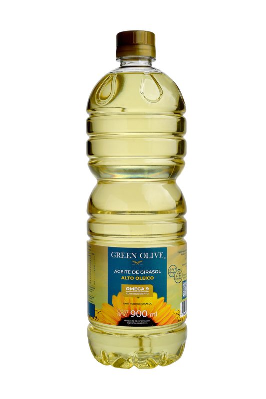 Aceite ALTO OLEICO de Girasol ALTO RENDIMIENTO GREEN OLIVE x 900 Ml.