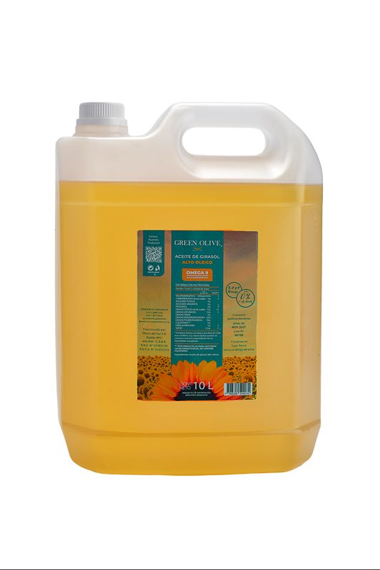 Aceite MEDIO OLEICO de Girasol ALTO RENDIMIENTO GREEN OLIVE x 10 Lts.