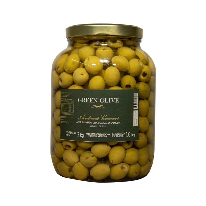 Aceitunas Verdes Descarozadas Nº 0 x 1,6 Kg. Esc. VIDRIO