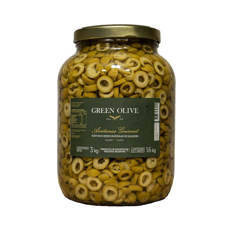 Aceitunas Verdes en Rodajas x 1,6 Kg. Esc. VIDRIO