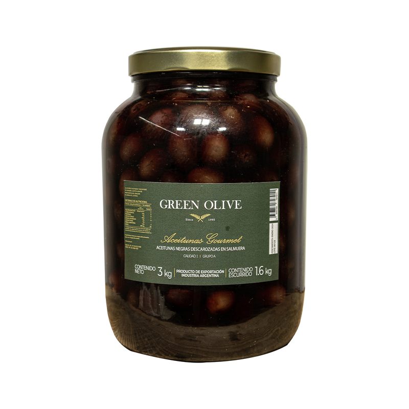 Aceitunas Negras Naturales Descarozadas Nº 0 x 1,6 Kg. Esc. VIDRIO