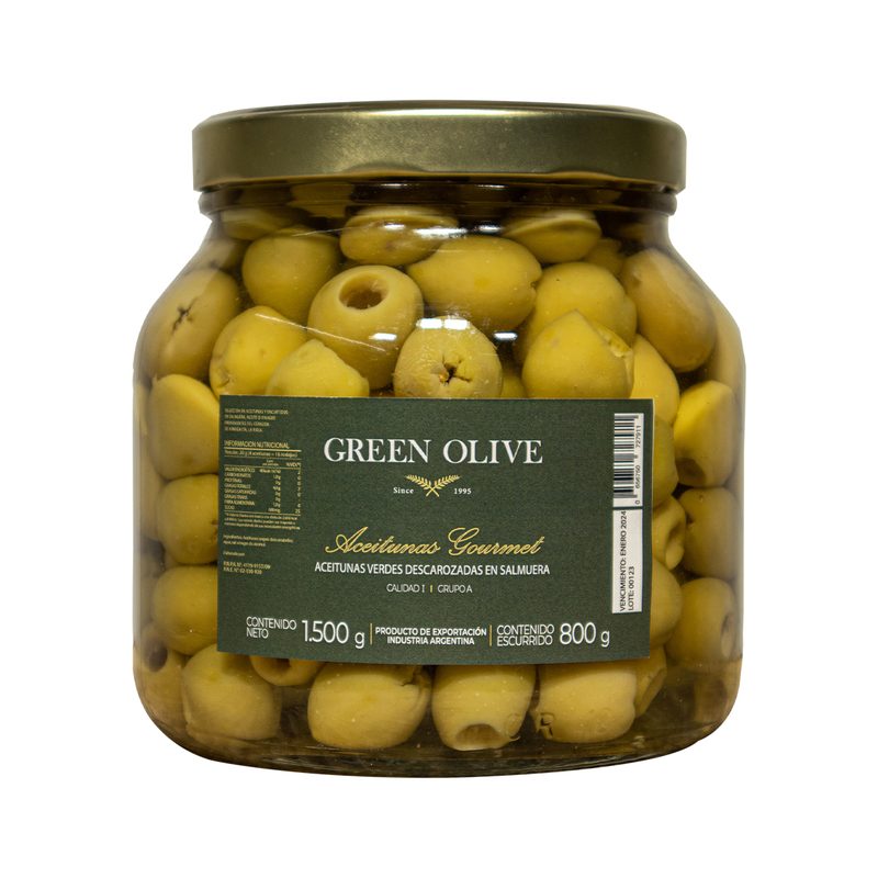 Aceitunas Verdes Descarozadas Nº 0 x 800 Gr. Esc. VIDRIO
