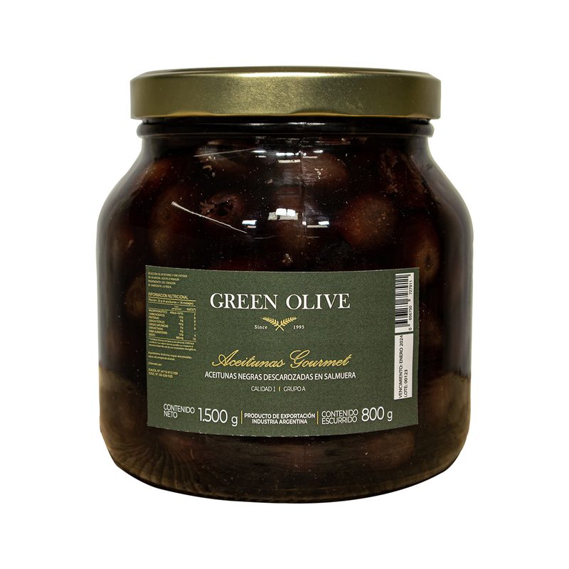 Aceitunas Negras Naturales Descarozadas Nº 0 x 800 Gr. Esc. VIDRIO