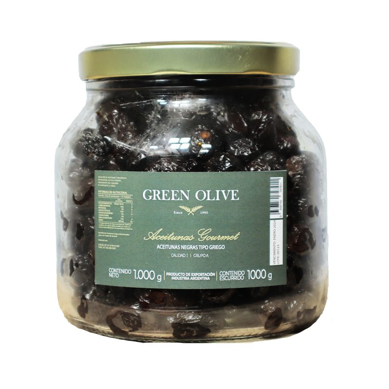 Aceitunas Negras Naturales GRIEGAS x 1 Kg. Esc. VIDRIO