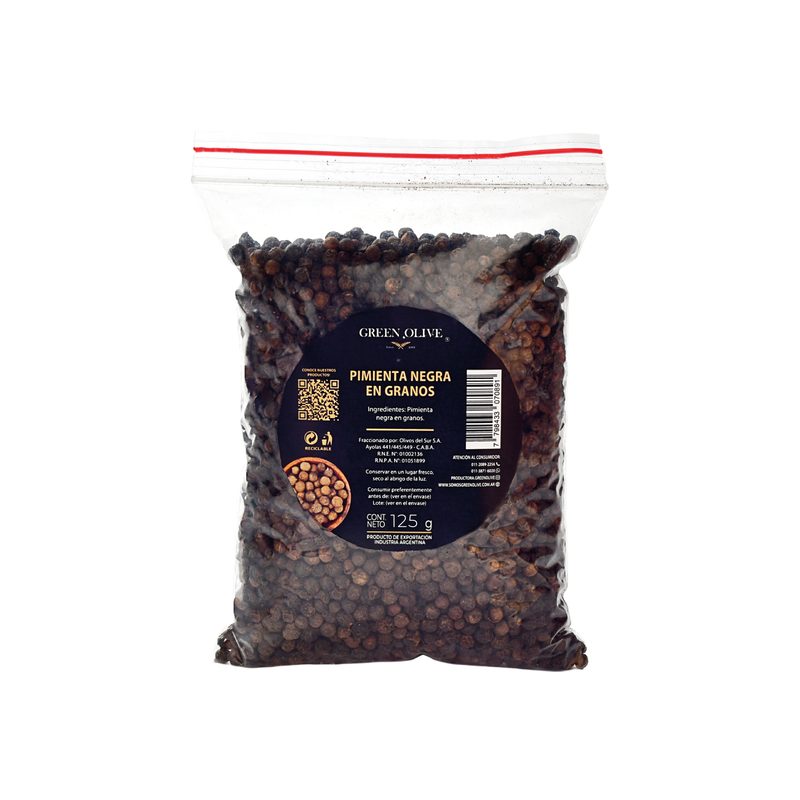 Pimienta Negra en Granos PREMIUM x 125 Gr. ZIPLOC
