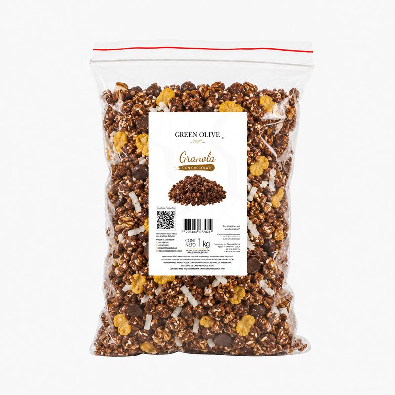 Granola Artesanal con Chocolate x 1 Kg. ZIPLOC