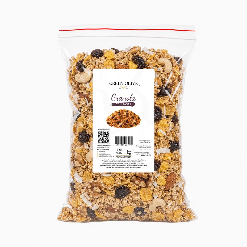 Granola Artesanal con Pasas de Uva x 1 Kg. ZIPLOC