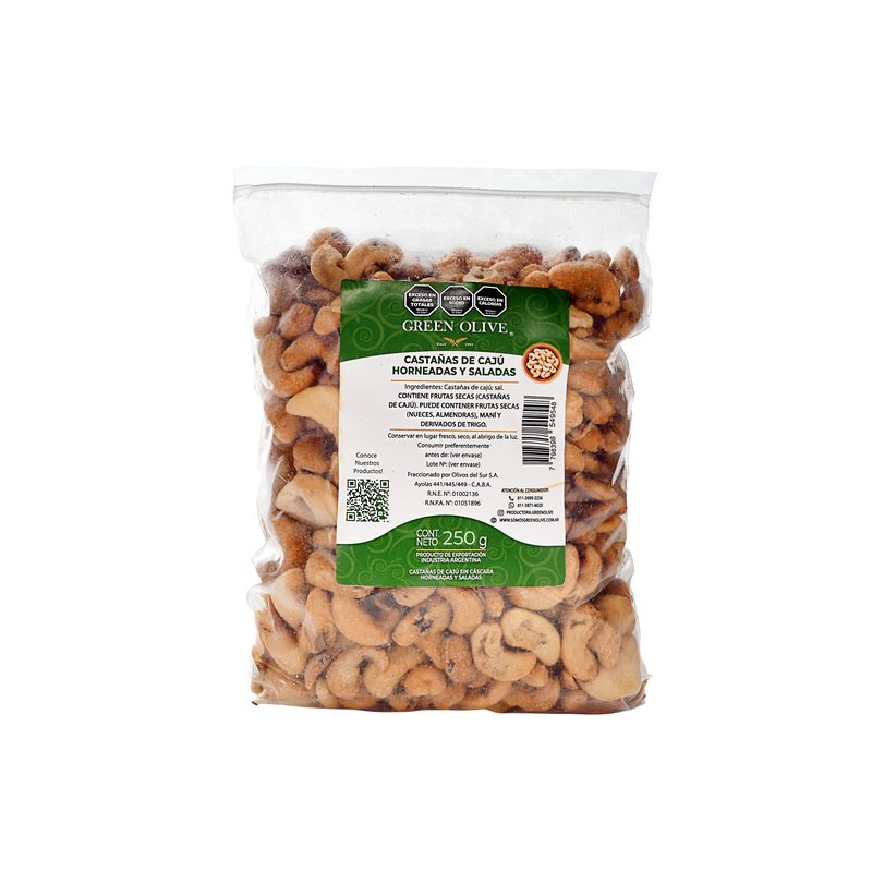Castañas de Caju Horneadas y Saladas x 250 Gr. ZIPLOC