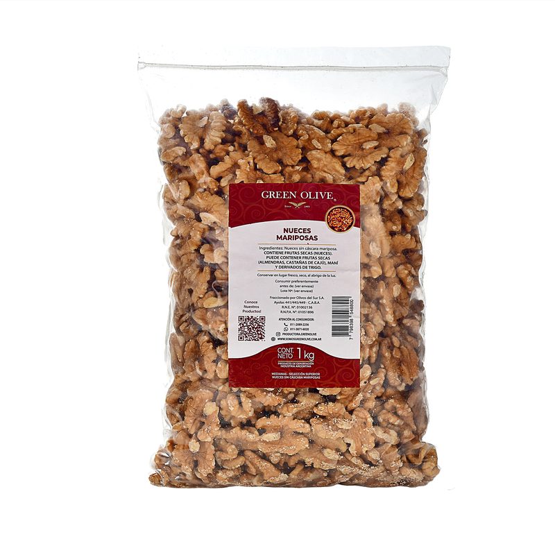 Nueces Peladas Mariposa Extra Light x 1 Kg. ZIPLOC
