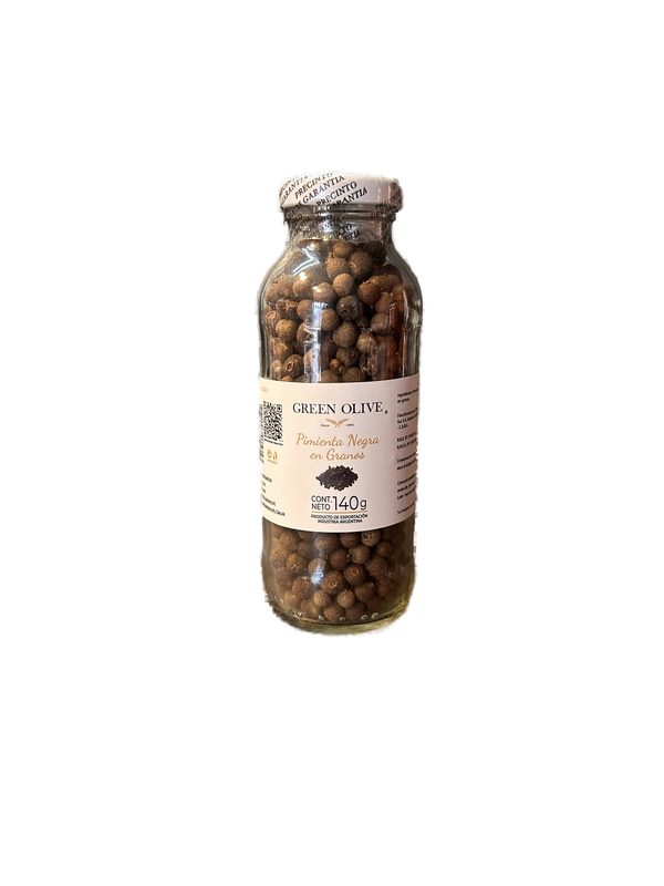 Pimienta Negra en Granos PREMIUM x 140 Gr. BOTELLA VIDRIO