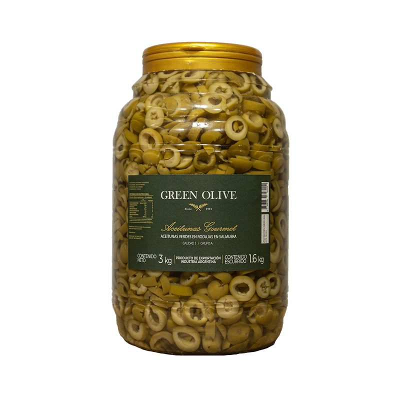 Aceitunas Verdes en Rodajas x 1,6 Kg. Esc. PET