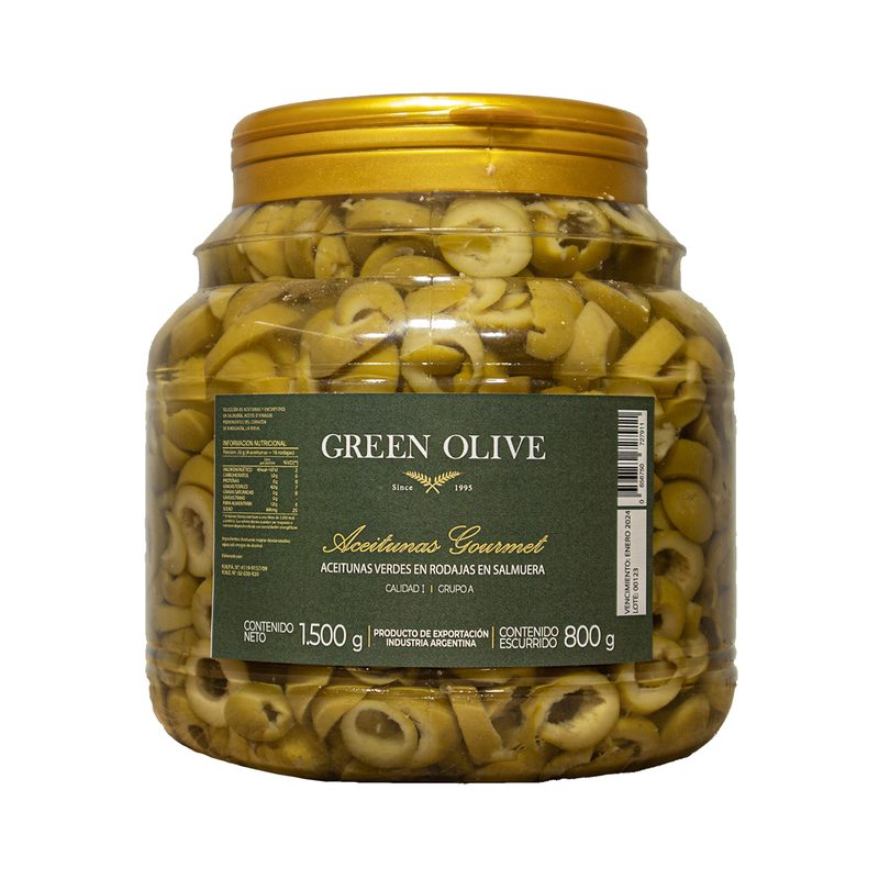 Aceitunas Verdes en Rodajas x 800 Gr. Esc. PET