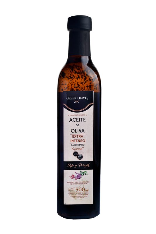 Aceite de Oliva Blend EXTRA INTENSO CON AJO Y PEREJIL x 500 Ml. VIDRIO