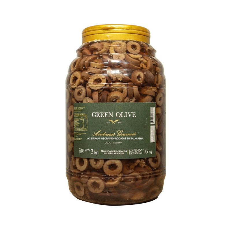 Aceitunas Negras Naturales en Rodajas x 1,6 Kg. Esc. PET