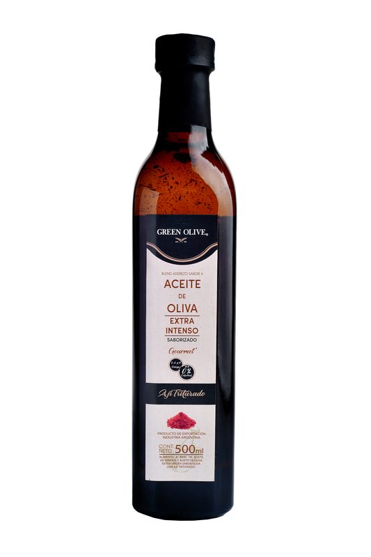 Aceite de Oliva Blend EXTRA INTENSO CON AJI TRITURADO x 500 Ml. VIDRIO