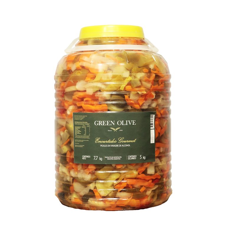 Pickles Mixtos con Aceitunas Negras en Vinagre x 5 Kg. Esc. GARRAFA