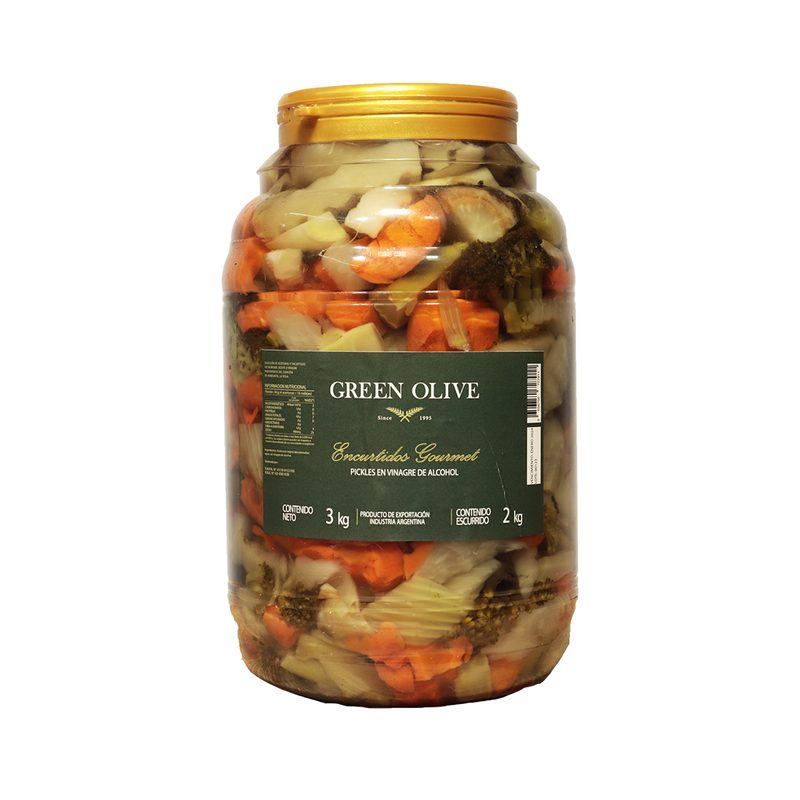 Pickles Mixtos con Aceitunas Negras en Vinagre x 2 Kg. Esc. PET