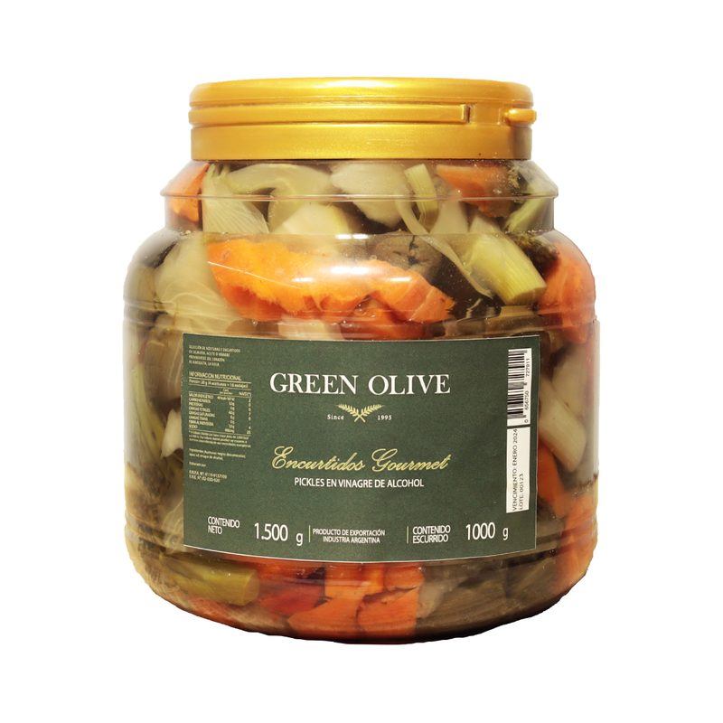 Pickles Mixtos con Aceitunas Negras en Vinagre x 1 Kg. Esc. PET
