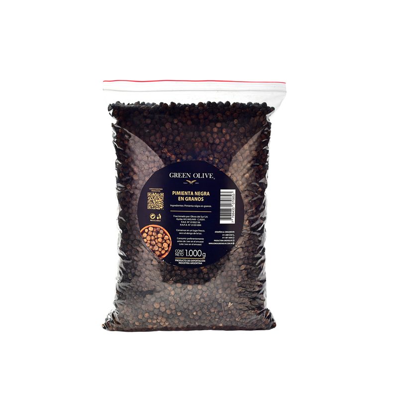 Pimienta Negra en Granos PREMIUM x 1 Kg. ZIPLOC
