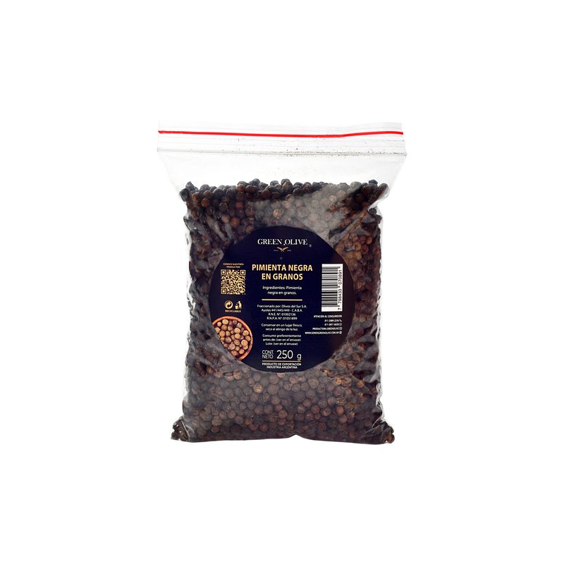 Pimienta Negra en Granos PREMIUM x 250 Gr. ZIPLOC