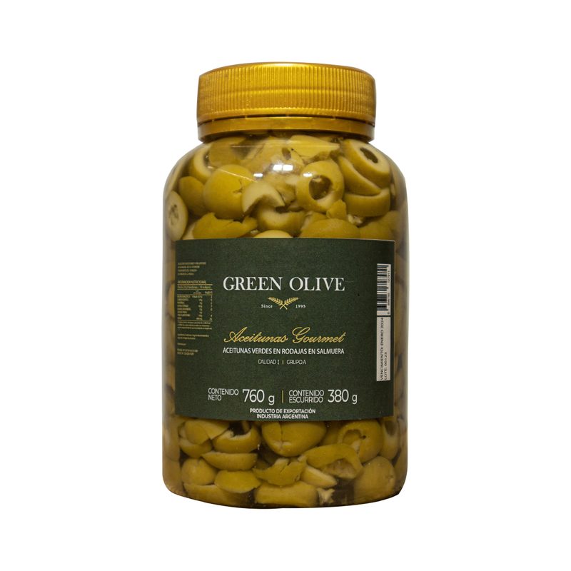 Aceitunas Verdes en Rodajas x 380 Gr. Esc. PET
