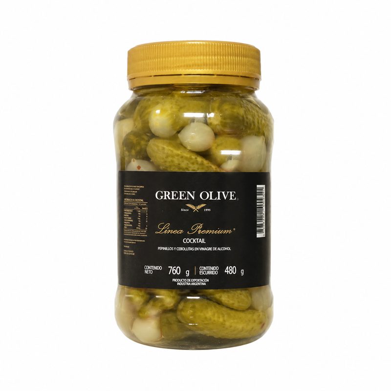 Cocktail de Pepinitos y Cebollitas en vinagre x 480 Gr. Esc. PET