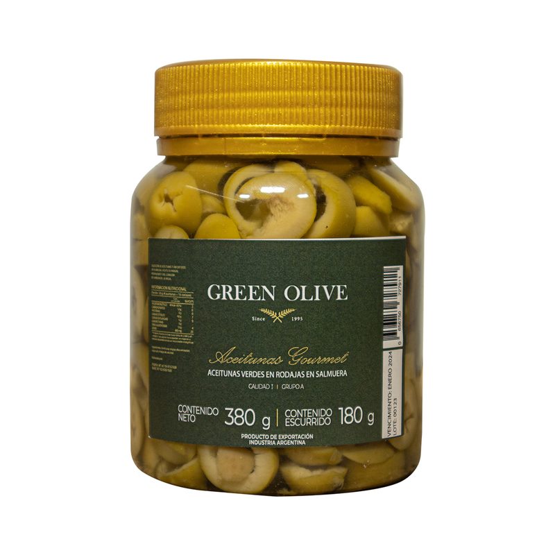 Aceitunas Verdes en Rodajas x 180 Gr. Esc. PET