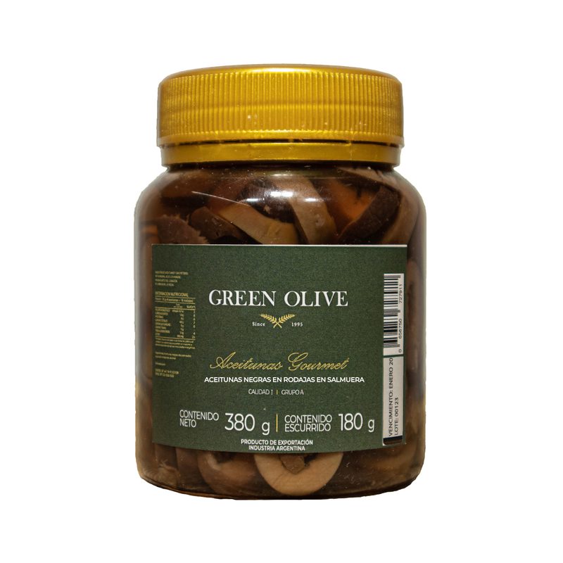Aceitunas Negras Naturales en Rodajas x 180 Gr. Esc. PET