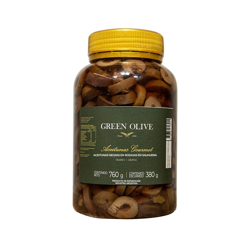 Aceitunas Negras Naturales en Rodajas x 380 Gr. Esc. PET