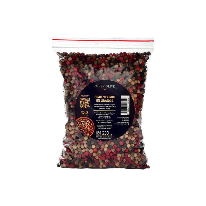 Pimienta Mix 4 Sabores en Granos PREMIUM x 250 Gr. ZIPLOC