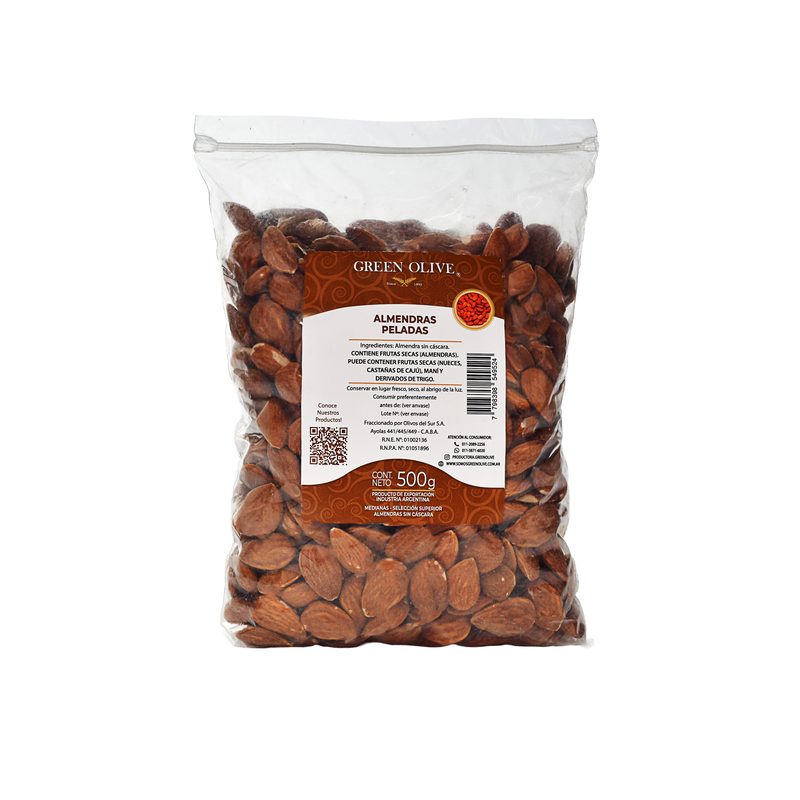 Almendras Peladas Non Pareil x 500 Gr. ZIPLOC