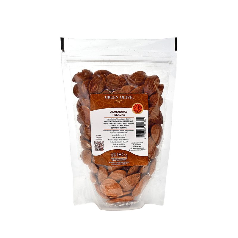 Almendras Peladas Non Pareil x 180 Gr. DOYPACK