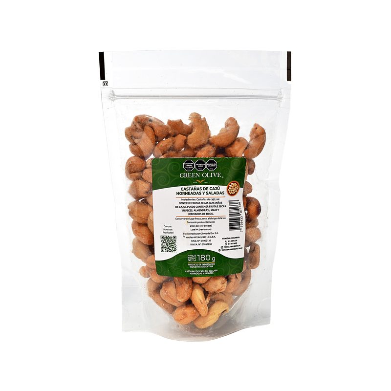 Castañas De Caju Horneadas y Saladas x 180 Gr. DOYPACK