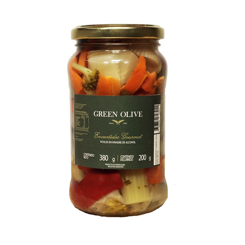 Pickles Mixtos con Aceitunas Negras en Vinagre x 200 Gr. Esc. (CALIDAD PREMIUM) VIDRIO