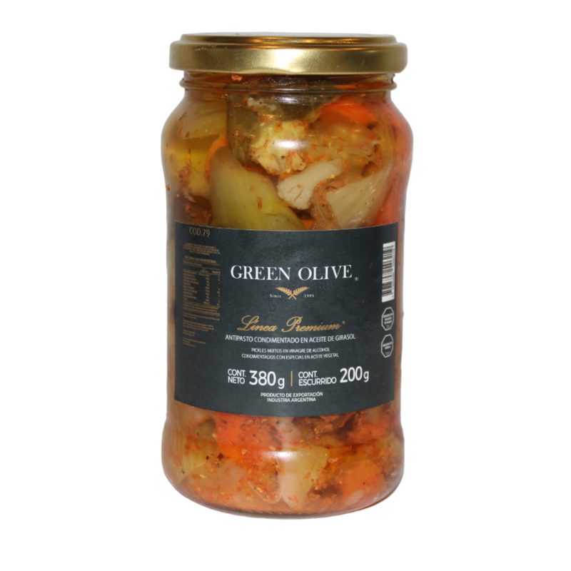 Antipasto Condimentado en Aceite x 200 Gr. Esc. (CALIDAD PREMIUM) VIDRIO