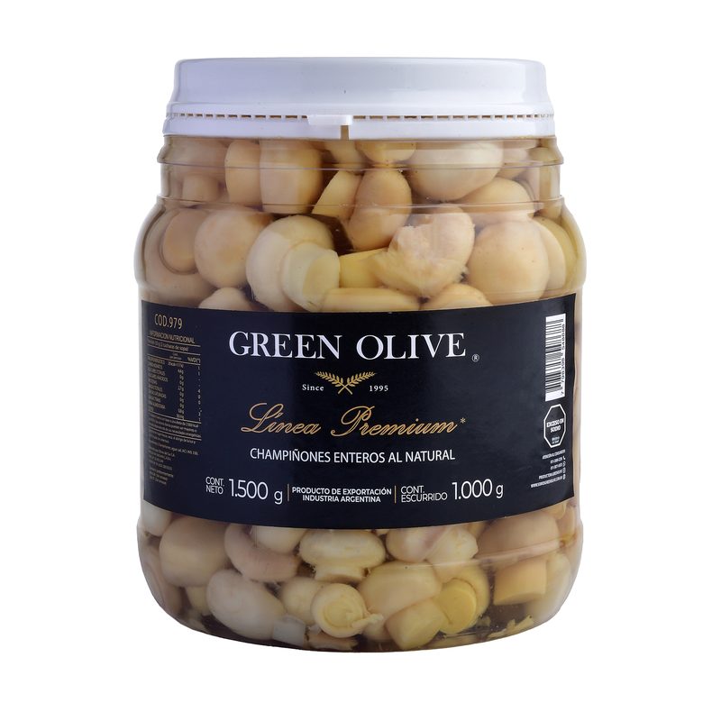 Champiñones Enteros al Natural x 1 Kg. Esc. (CALIDAD PREMIUM) PET