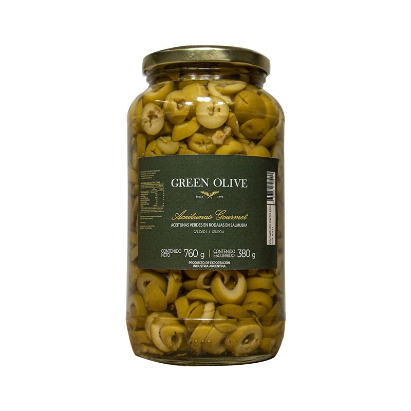 Aceitunas Verdes en Rodajas x 380 Gr. Esc. VIDRIO